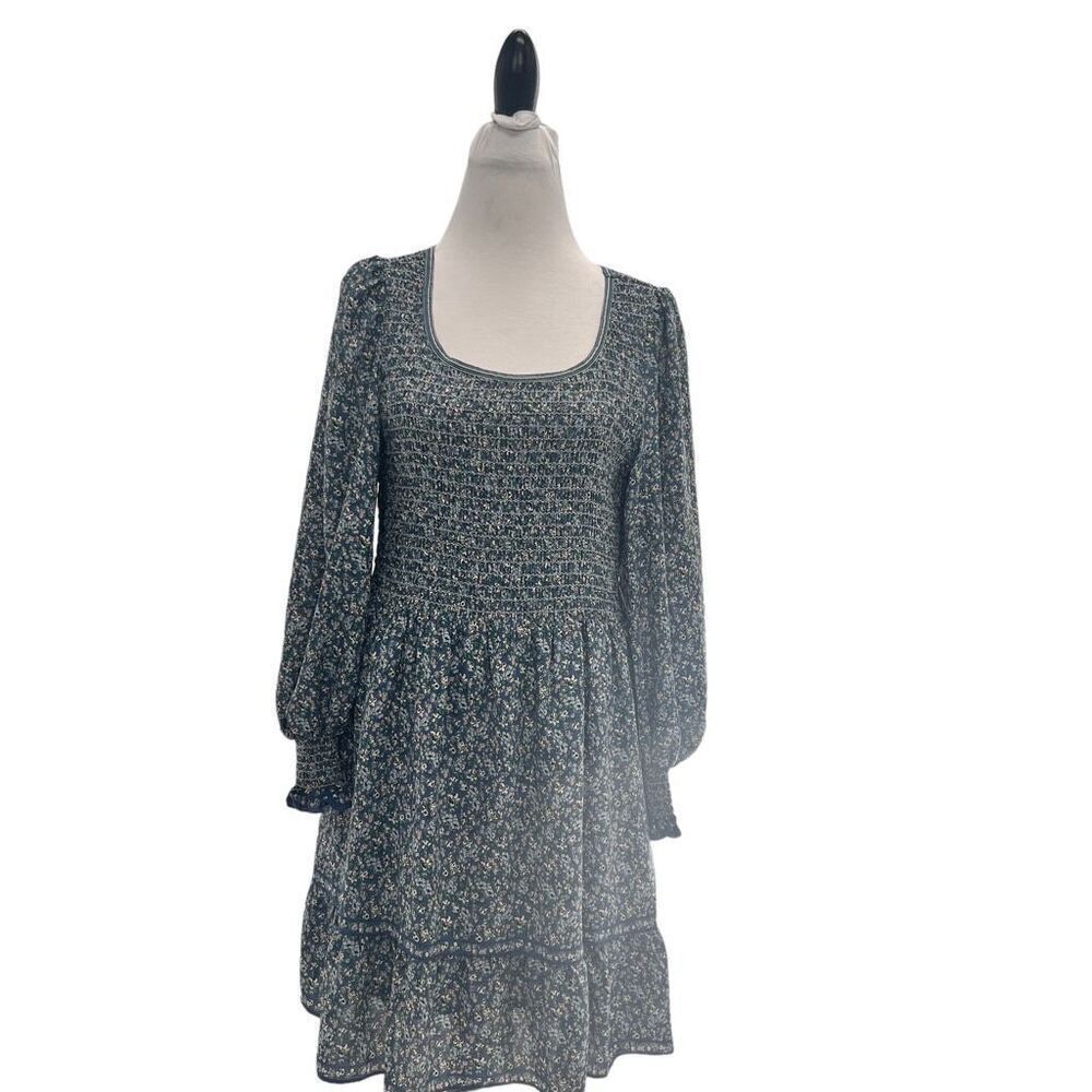 Max studio long sleeve peasant modest floral print midi dress  prairie  cottage